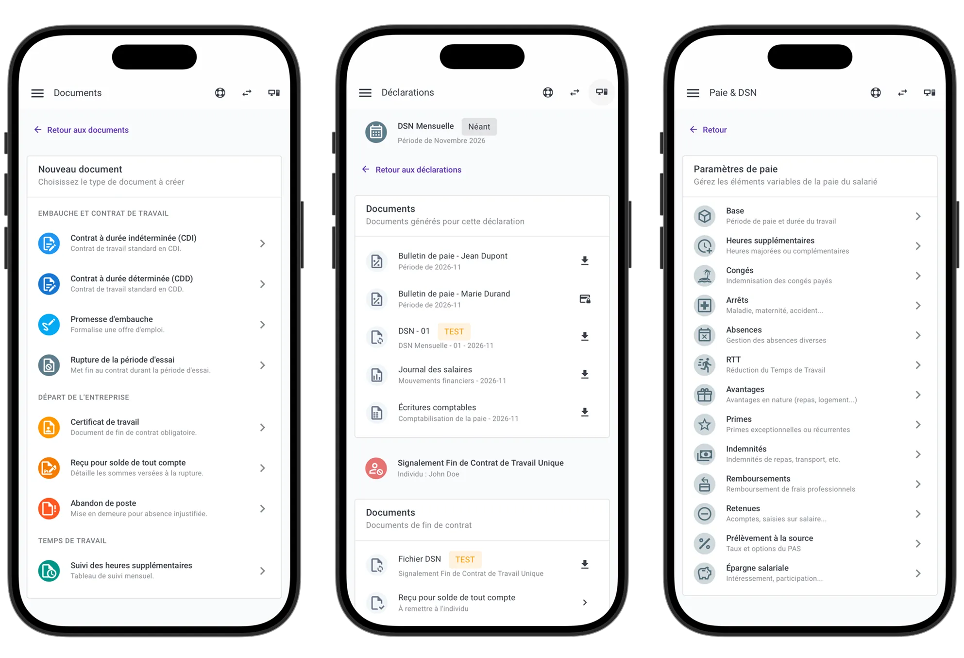 Application QuickDSN accessible sur mobile, tablette et ordinateur en mode clair.